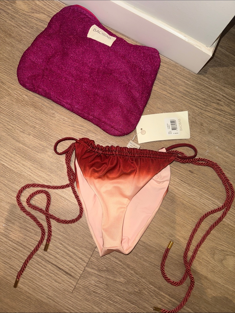 BAOBAB Ombré Pink to Burgundy Tie-Side Bikini Bottom